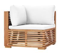 vidaXL Canapé d'angle de jardin avec revêtement blanc crème en teck massif