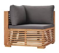 vidaXL Canapé d'angle de jardin avec revêtement gris en teck massif