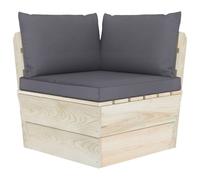 vidaXL Canapé d'angle de jardin en palette avec coussin Bois d'épicéa imprégné