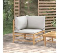 vidaXL Canapé d'angle de jardin avec coussins gris clair en bambou
