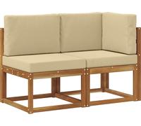 vidaXL Canapé d'angle et canapé moyen d'extérieur avec coussins 2 pièces Nature et Beige