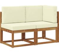 vidaXL Canapé d'angle et canapé moyen d'extérieur avec coussins 2 pièces Nature et Crème