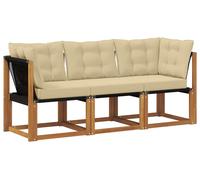 vidaXL Canapé d'angle et canapé moyen d'extérieur avec coussins 3 pièces Nature