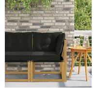Canapé d'angle d'extérieur vidaXL en bois massif d'acacia et tissu Textilene blanc