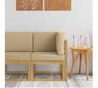 Canapé d'angle d'extérieur vidaXL en bois massif d'acacia, blanc
