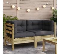 VIDAXL Canapé d'angle jardin bois de pin - Coussins anthracite