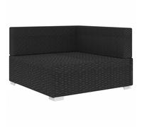vidaXL Canapé d'angle modulaire 1 pc + coussins Poly rotin noir