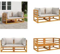 vidaXL Canapé d'angle modulaire 2 pièces avec coussins gris clair en bois massif d'acacia - Canapé d'angle - Meubles d'angle - Canapé de jardin