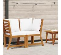 vidaXL Canapé d'angle modulaire avec coussins blanc crème Acacia massif