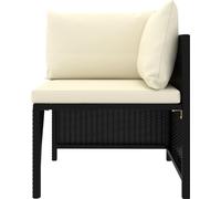 vidaXL Canapé d'angle modulaire avec coussins noir Poly rotin