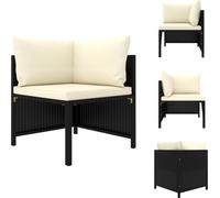 vidaXL Canapé d'angle modulaire avec coussins noir poly rotin - éléments de canapés de jardin