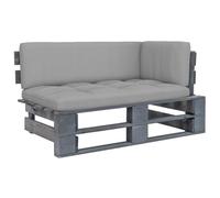 vidaXL Canapé d'angle d'extérieur Palettes Pin imprégné Gris