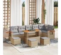 vidaXL Ensemble de canapé de jardin 3365152 avec coussins 12 pièces Poly-rotin Beige et gris clair