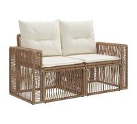vidaXL Canapé de Jardin 2-Nombre de Places Beige polyrotin, Banc de Jardin et terrasse, Chaise Rustique, Sofa résistant aux intempéries, Fauteuil en rotin, canapé 2 Places
