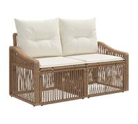 vidaXL Canapé de Jardin 2-Nombre de Places Beige polyrotin, Banc de Jardin et terrasse, Chaise Rustique, Sofa résistant aux intempéries, Fauteuil en rotin, canapé 2 Places