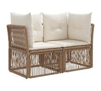 vidaXL Canapé de Jardin 2-Nombre de Places Beige polyrotin, Banc de Jardin et terrasse, Chaise Rustique, Sofa résistant aux intempéries, Fauteuil en rotin, canapé 2 Places