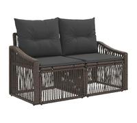 vidaXL Canapé de Jardin 2-Nombre de Places Gris polyrotin, Banc de Jardin et terrasse, Chaise Rustique, Sofa résistant aux intempéries, Fauteuil en rotin, canapé 2 Places