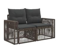 vidaXL Canapé de Jardin 2-Nombre de Places Gris polyrotin, Banc de Jardin et terrasse, Chaise Rustique, Sofa résistant aux intempéries, Fauteuil en rotin, canapé 2 Places