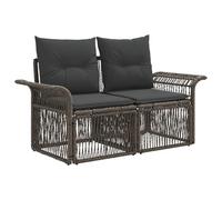 vidaXL Canapé de Jardin 2-Nombre de Places Gris polyrotin, Banc de Jardin et terrasse, Chaise Rustique, Sofa résistant aux intempéries, Fauteuil en rotin, canapé 2 Places