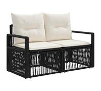 vidaXL Canapé de Jardin 2-Nombre de Places Noir polyrotin, Banc de Jardin et terrasse, Chaise Rustique, Sofa résistant aux intempéries, Fauteuil en rotin, canapé 2 Places