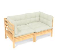 vidaXL Canapé de jardin 2 places avec coussin crème pin massif
