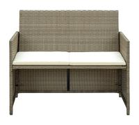 vidaXL Canapé de jardin 2 places avec coussins Beige Poly Rattan