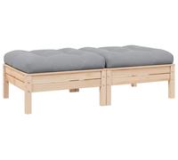 vidaXL Canapé de jardin 2 places, en pin massif, coussins gris