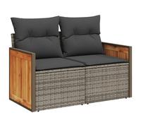 vidaXL Canapé de jardin 2 places avec coussins Gris Poly rotin