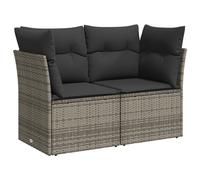 vidaXL Canapé de jardin 2 places avec coussins Gris Poly rotin