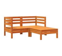 vidaXL Canapé de jardin 2 places avec pouf pin massif brun cireux