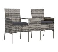 vidaXL Canapé de jardin 2 places avec table de thé Poly rotin Anthracite