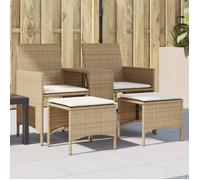 vidaXL Canapé de jardin 2 places avec table et tabourets beige rotin, canapé d'extérieur, salon de jardin, meuble de patio, 4003894