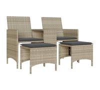 vidaXL Canapé de jardin 2 places avec table et tabourets gris clair Poly rotin