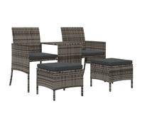 vidaXL Canapé de jardin 2 places avec table et tabourets – Gris Poly rotin