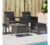 vidaXL Canapé de jardin 2 places avec table et tabourets gris rotin