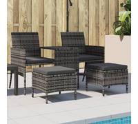 Vidaxl Canapé De Jardin 2 Places Avec Table Et Tabourets Gris Rotin