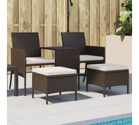 vidaXL Canapé de jardin 2 places avec table & tabouret Poly rotin brun