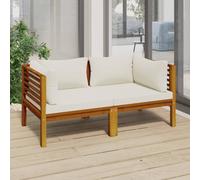 vidaXL Canapé de jardin 2 places en bois d'acacia massif avec coussins crème
