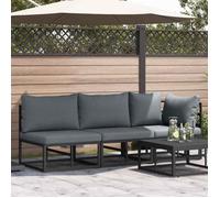 vidaXL Mobilier de jardin avec coussins, 3 pièces, noir et anthracite, métal