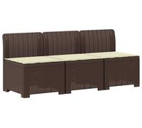 vidaXL : Canapé de jardin 3 places avec coussins, imitation rotin, en polypropylène, couleur marron