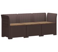 vidaXL : Canapé de jardin 3 places avec coussins, imitation rotin, en polypropylène, couleur marron