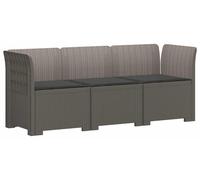 vidaXL : Canapé de jardin 3 places avec coussins, imitation rotin, plastique PP, gris clair