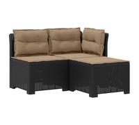 vidaXL Canapé de Jardin 3 Places avec Coussins Look Rattan PP, Canapé résistant aux intempéries pour Jardin, Balcon, véranda, Salon, idéal pour s'asseoir Dehors