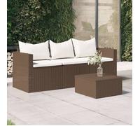 vidaXL Canapé de jardin 3 places avec coussins Marron en poly rotin