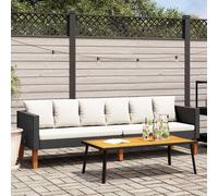 vidaXL Canapé de jardin 3 places – Poly rotin avec coussins – Noir