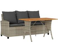 vidaXL Canapé de jardin 3 places avec coussins et table – poly rotin gris clair