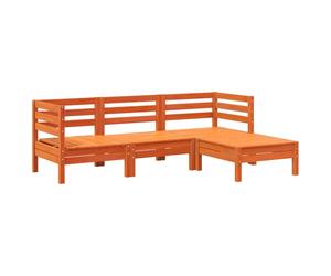 vidaXL Canapé de jardin 3 places avec pouf pin massif brun cireux