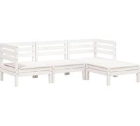 vidaXL Canapé de jardin 3 places avec tabouret blanc pin massif
