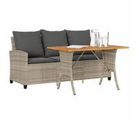 vidaXL Canapé de jardin 3 places avec coussins et table – poly rotin gris clair