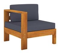 vidaXL Canapé de jardin 4 places en bois massif d'acacia avec coussins gris foncé